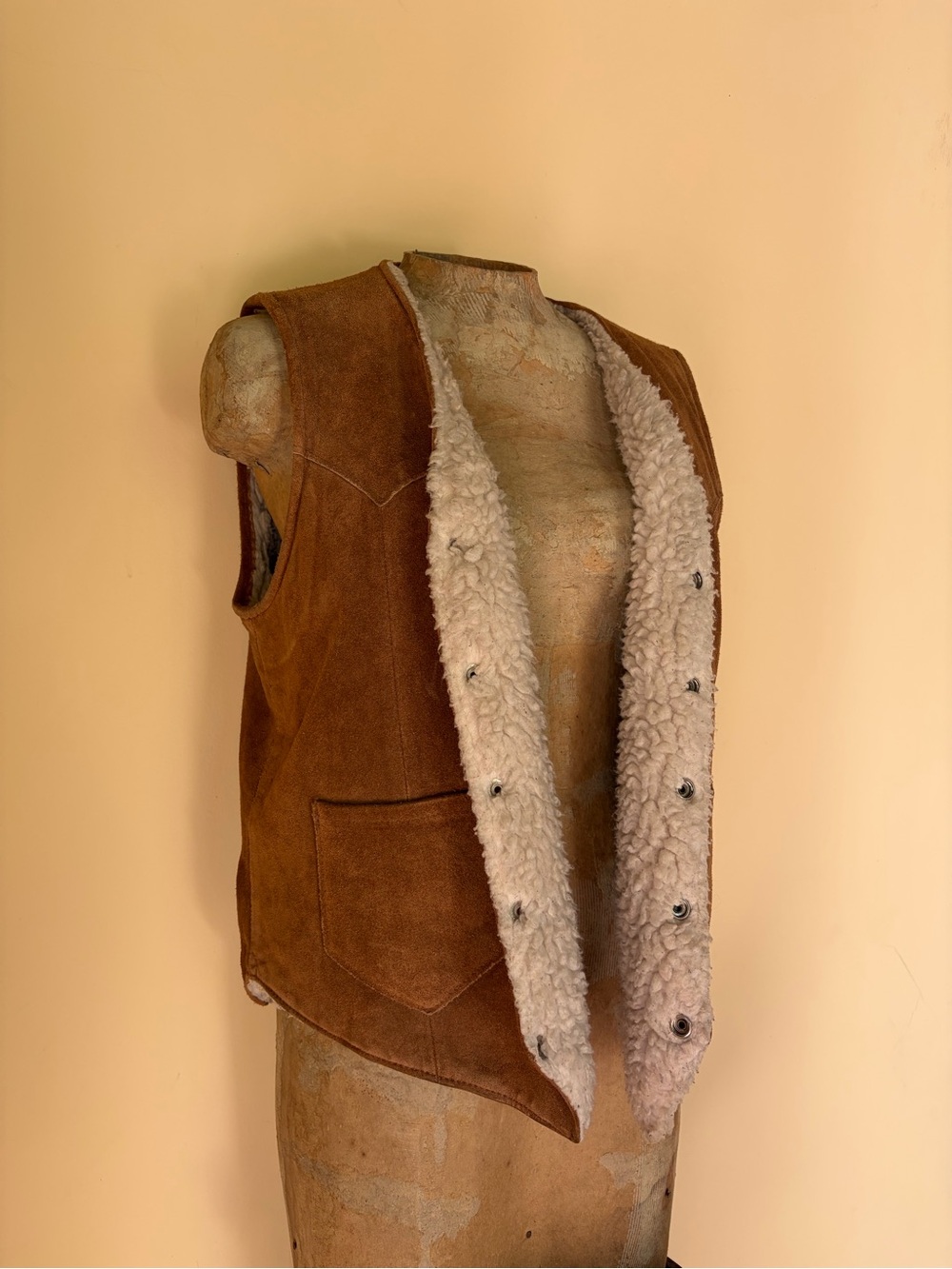 70’s Vtg Jo-O-Kay Men’s Suede Sherpa Western Vest